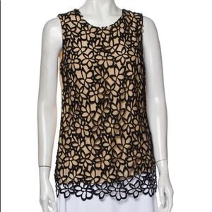 Lela Rose Neiman Marcus + Target black crochet overlay silk blend top, XS